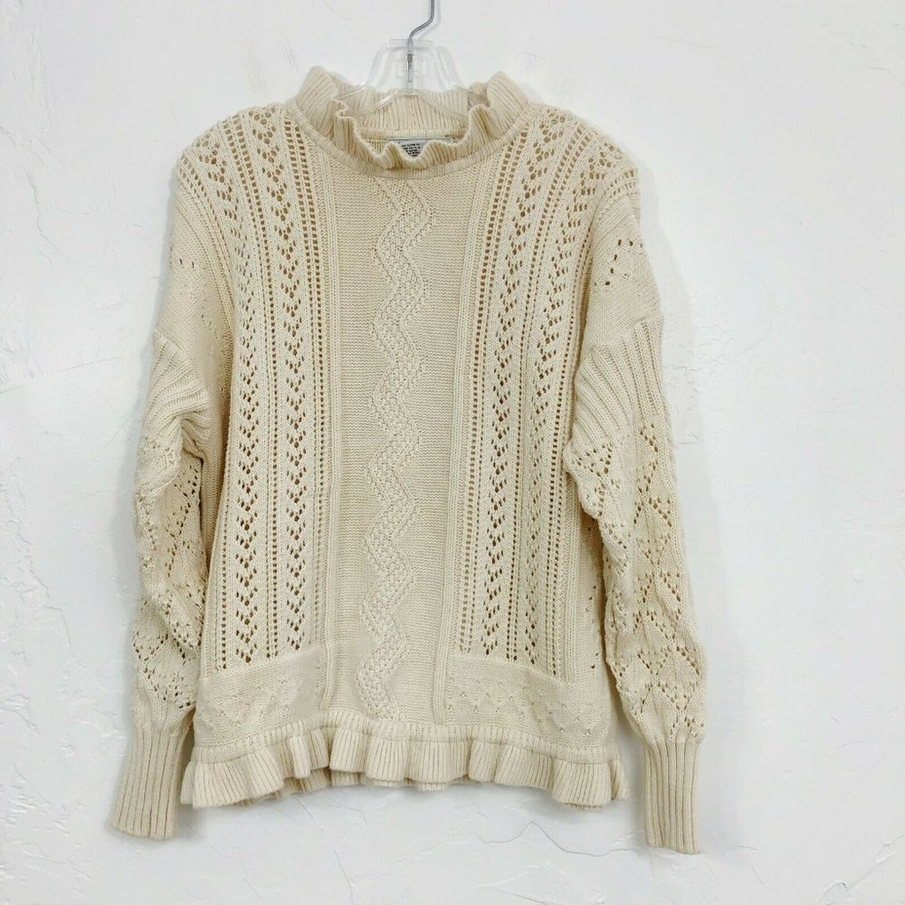 Vintage Saks 'Cottagecore' Cream Ruffle Sweater